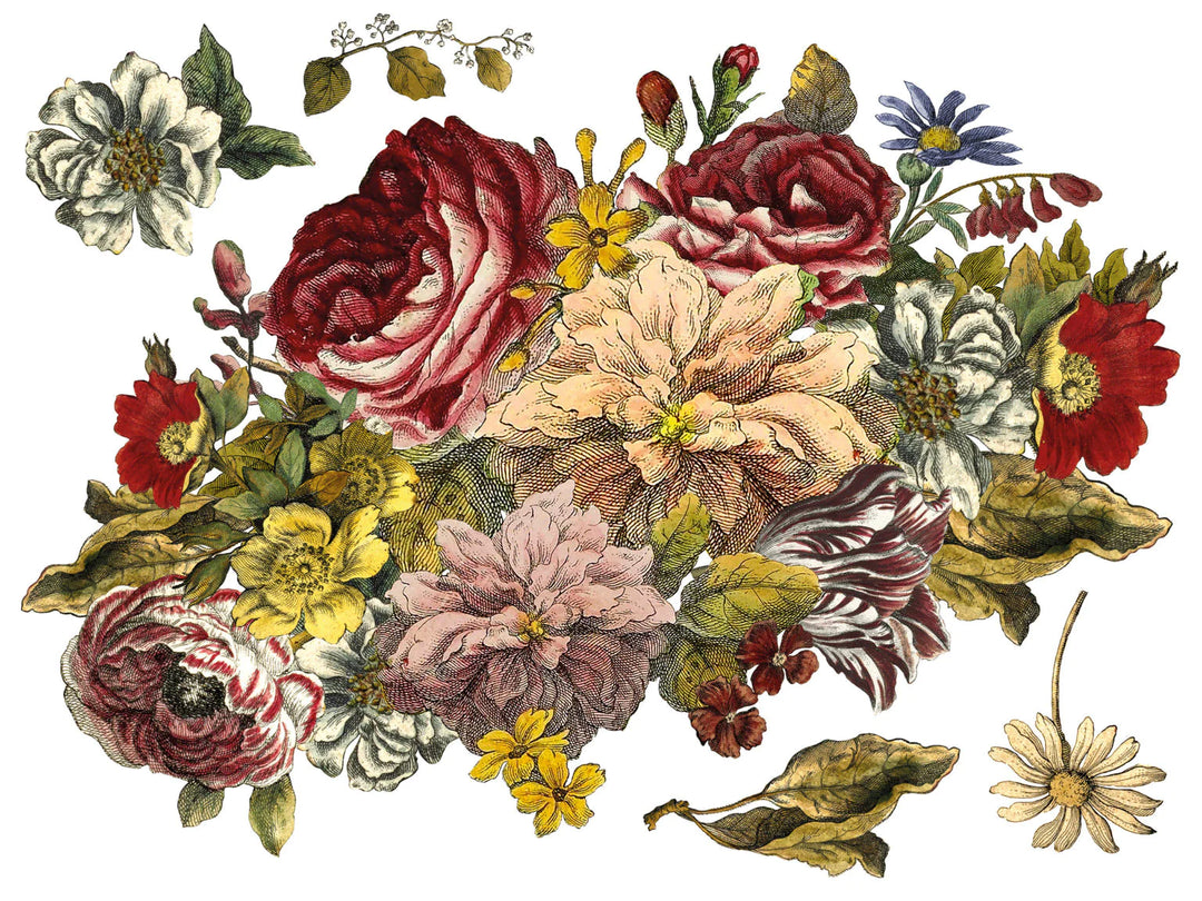 FLORAL ANTHOLOGY Transfer Pad by IOD (set of four 12"x16" sheets) - Rustic Farmhouse Charm