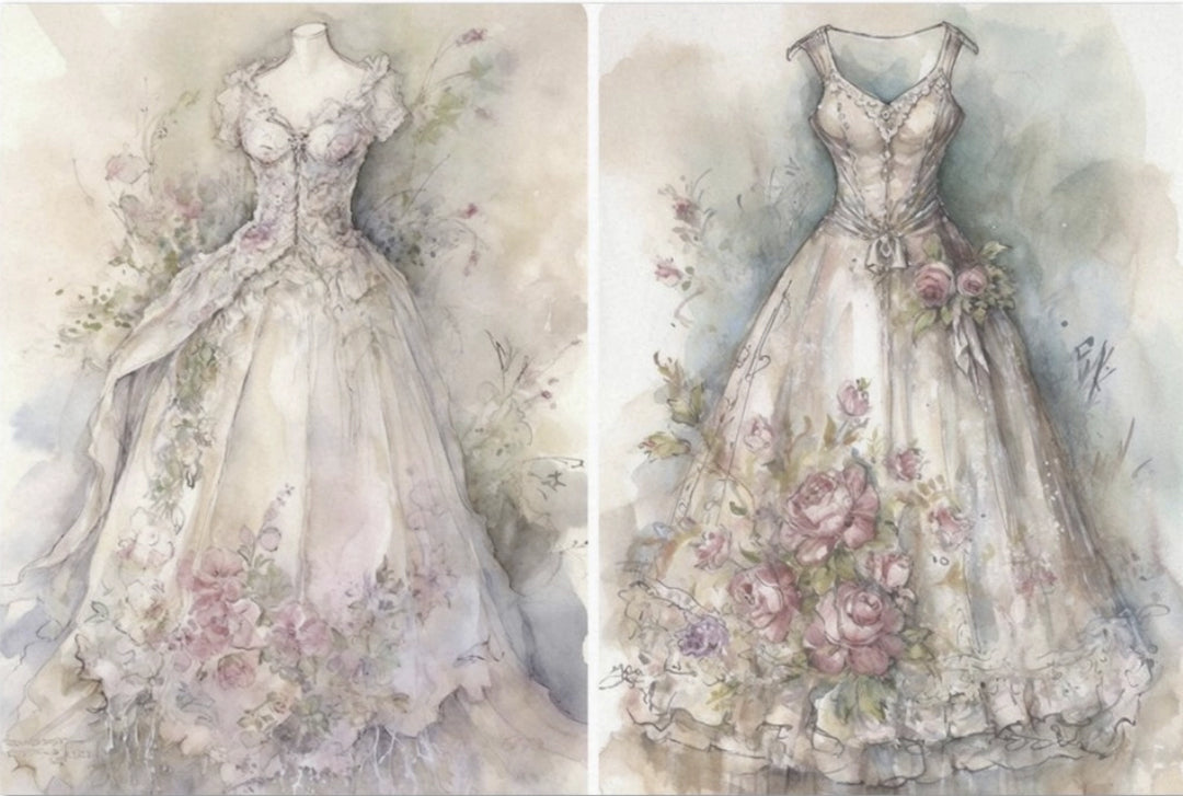 Decoupage Tissue Paper - Floral Bridal Gowns (50.8cm x 76.2cm) - Rustic Farmhouse Charm