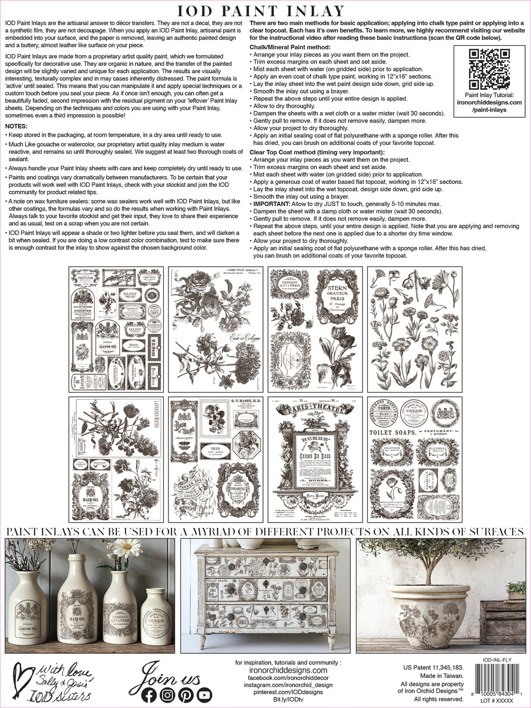 NEW! IOD Paint Inlay - FLORIOGRAPHY (set of eight 12"x16" sheets) - Rustic Farmhouse Charm