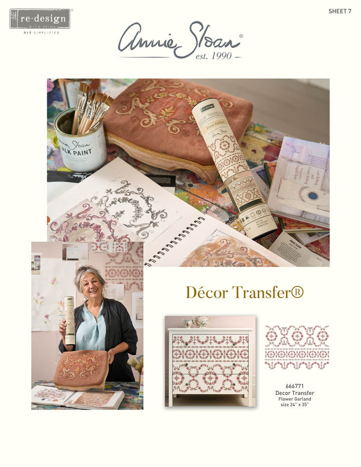 Redesign Transfer - FLOWER GARLAND by Annie Sloan (60.96cm x 88.9cm) - Rustic Farmhouse Charm