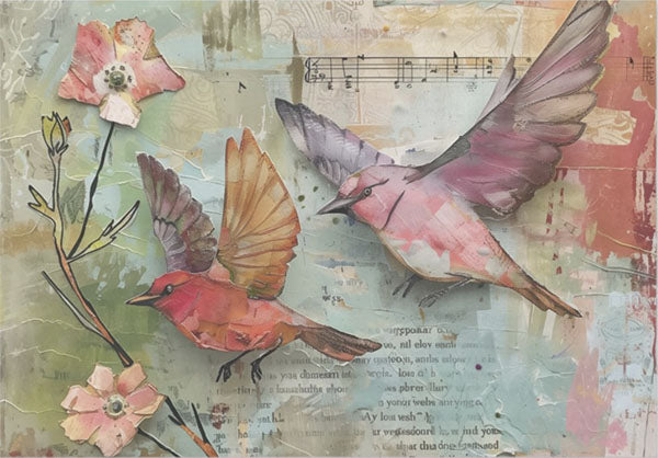 Decoupage Tissue Paper - Flying Songbirds (35.56cm x 50.8cm)