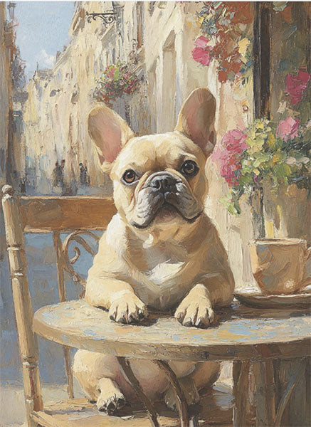 Decoupage Tissue Paper - French Bulldog at Cafe (43.18cm x 58.42cm) - Rustic Farmhouse Charm