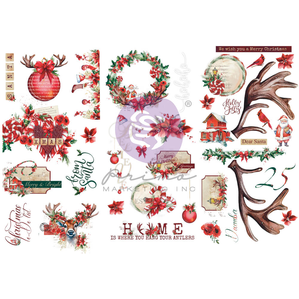 Prima Small Transfer - FROM THE NORTH POLE (3 sheets, each 15.24cm x 30.48cm) - Rustic Farmhouse Charm
