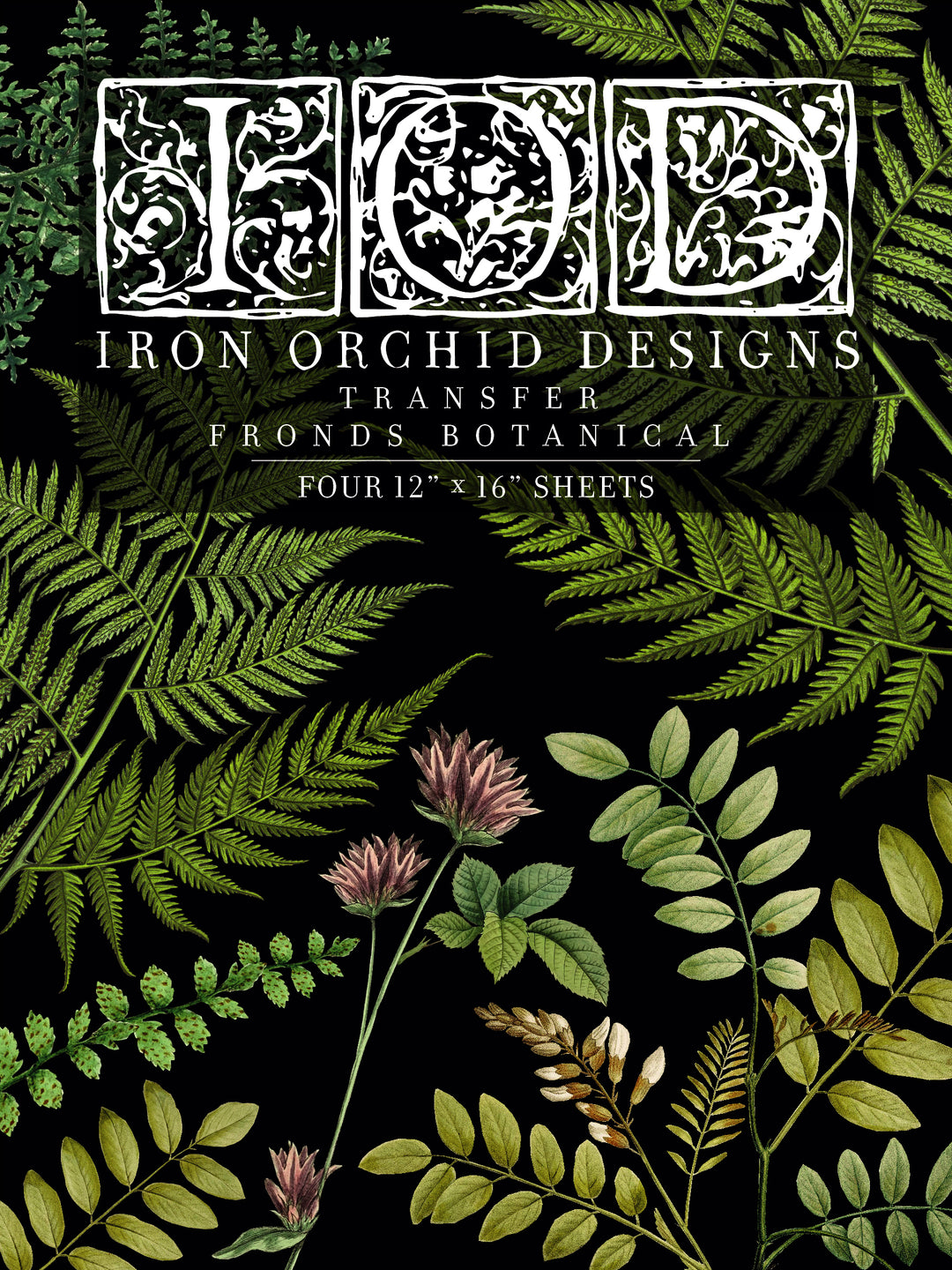 FRONDS BOTANICAL Transfer Pad by IOD (set of four 12"x16" sheets) - Rustic Farmhouse Charm
