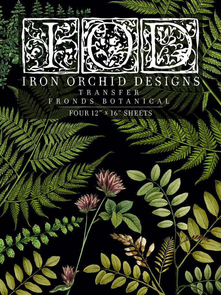 FRONDS BOTANICAL Transfer Pad by IOD (set of four 12"x16" sheets) - Rustic Farmhouse Charm