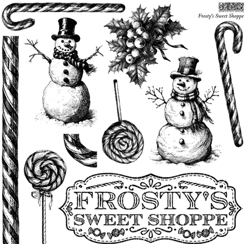 IOD Stamp - FROSTY'S SWEET SHOPPE (12"x12", 30.48cm x 30.48cm) - Rustic Farmhouse Charm