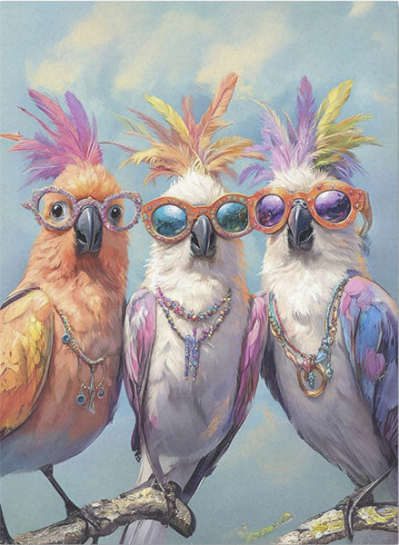 Decoupage Tissue Paper - Funny Cockatoos Trio (43.18cm x 58.42cm) - Rustic Farmhouse Charm