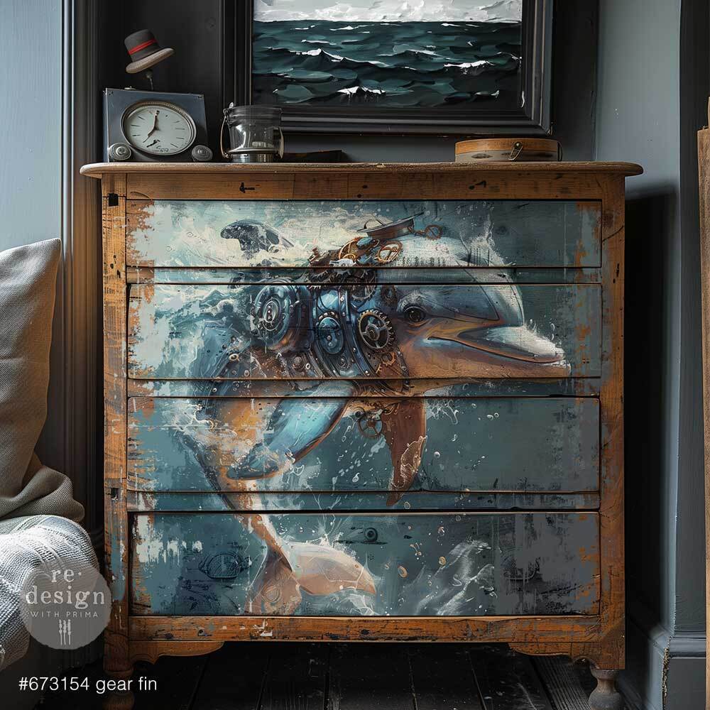 Redesign A1 Decoupage Fibre Paper - GEAR FIN (59.44cm x 84.07cm) - Rustic Farmhouse Charm