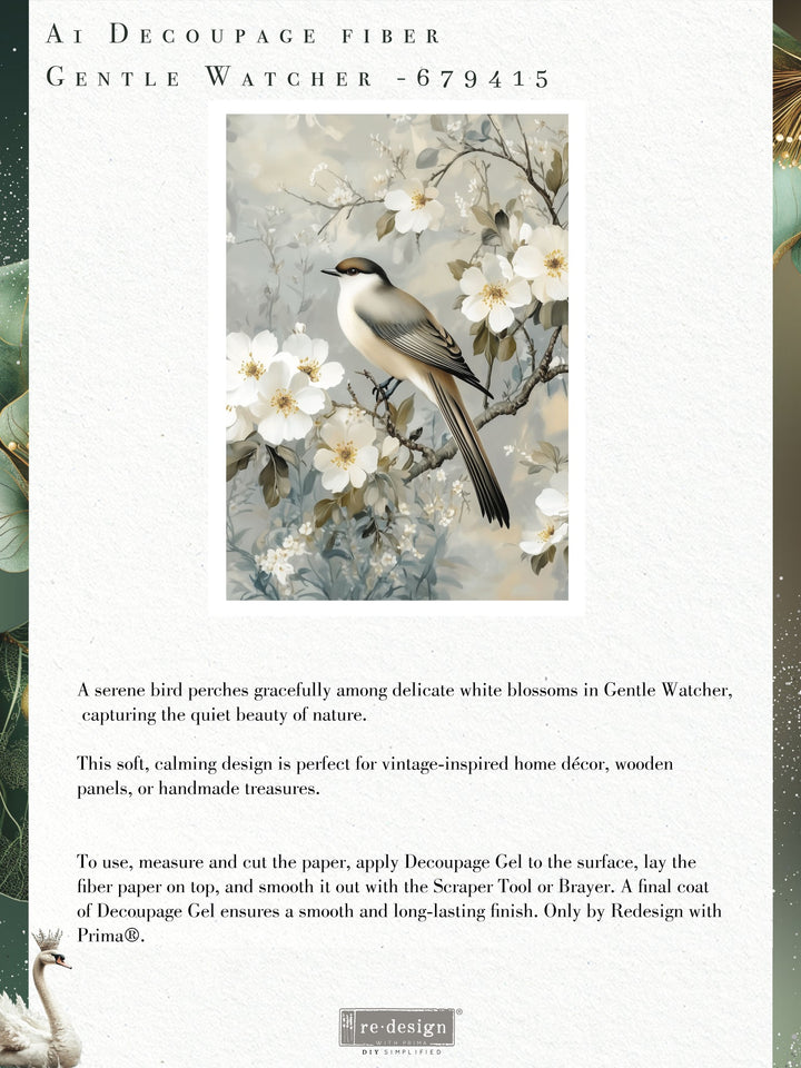 NEW! Redesign Limited A1 Decoupage Fibre Paper - GENTLE WATCHER (59.44cm x 84.07cm) - Rustic Farmhouse Charm