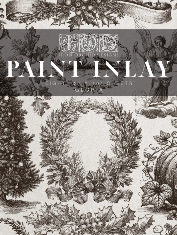 IOD Paint Inlay - GLORIA (set of eight 12"x16" sheets) - Rustic Farmhouse Charm