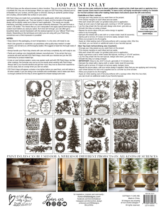 IOD Paint Inlay - GLORIA (set of eight 12"x16" sheets) - Rustic Farmhouse Charm
