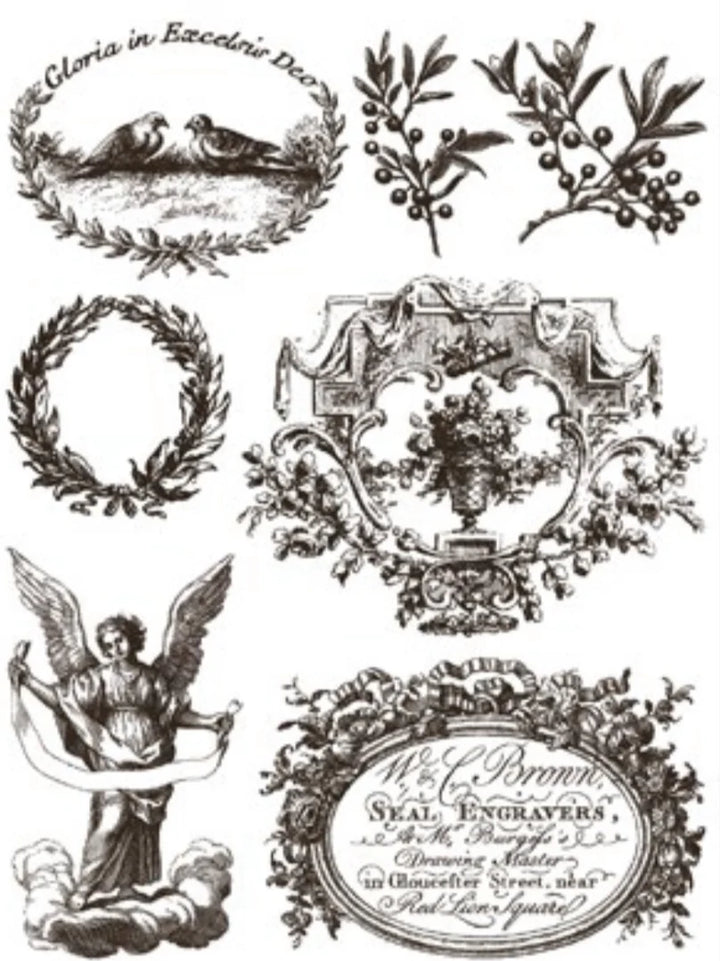 IOD Paint Inlay - GLORIA (set of eight 12"x16" sheets) - Rustic Farmhouse Charm