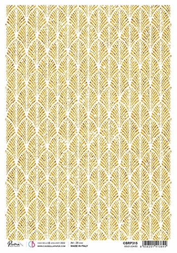 Ciao Bella Rice Paper - GOLD LEAVES (A4) - Rustic Farmhouse Charm