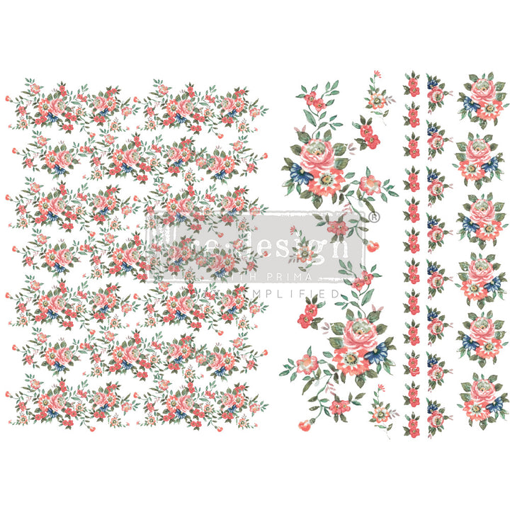 Redesign H20 Transfer - GORGEOUS FLORA (2 sheets, each 21.59cm x 27.94cm) - Rustic Farmhouse Charm