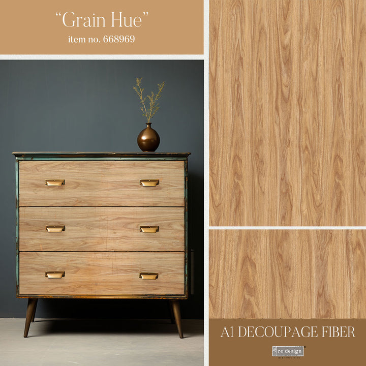 NEW! GRAIN HUE Redesign A1 Decoupage Fibre Paper (59.44cm x 84.07cm) - Rustic Farmhouse Charm
