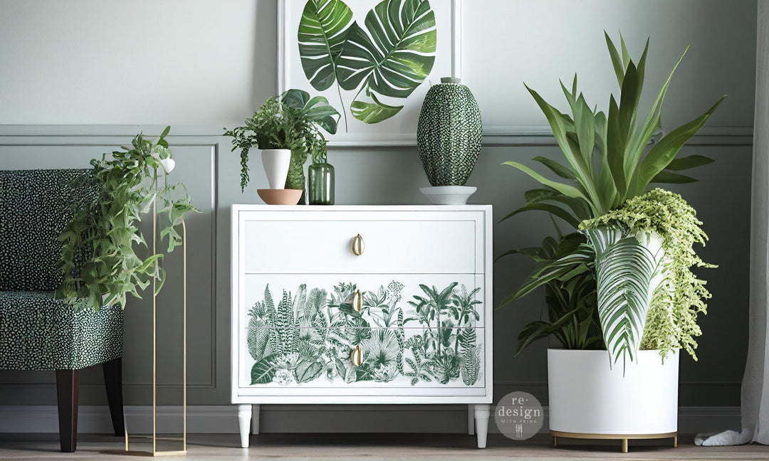GREEN FOLIAGE Redesign Middy Transfer (3 sheets, each 21.59cm x 27.94cm) - Rustic Farmhouse Charm