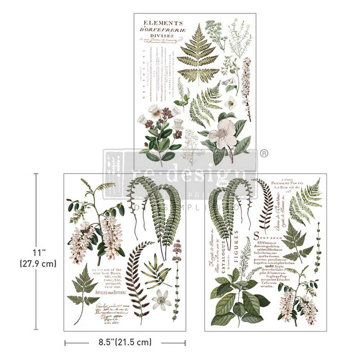 Redesign Middy Transfer - GREENERY GRACE (3 sheets, each 21.59cm x 27.94cm) - Rustic Farmhouse Charm
