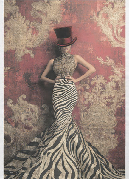 Decoupage Tissue Paper - Haute Couture Zebra Gown Lady (53.34cm x 73.66cm)