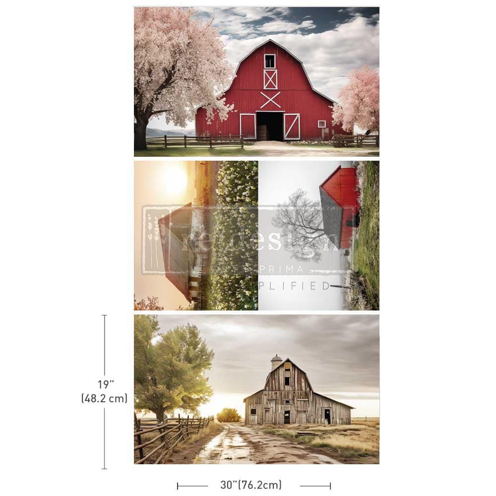 Redesign Decoupage Tissue Paper Pack - HAYSTACK HUES (3 sheets, each 49.53cm x 76.2cm) - Rustic Farmhouse Charm