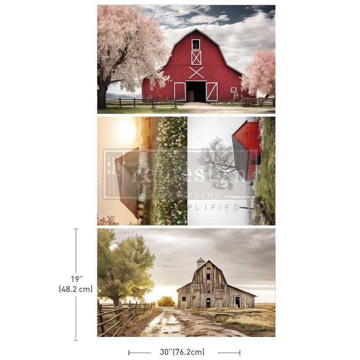 Redesign Decoupage Tissue Paper Pack - HAYSTACK HUES (3 sheets, each 49.53cm x 76.2cm) - Rustic Farmhouse Charm