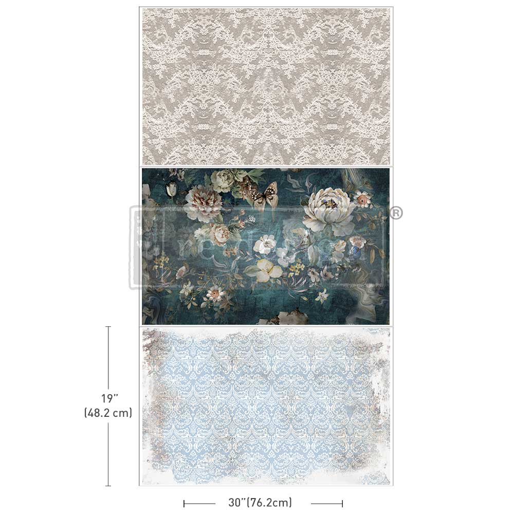 NEW! Redesign Decoupage Tissue Paper Pack - HEARTFELT MEMORIES (3 sheets, each 49.53cm x 76.2cm) - Rustic Farmhouse Charm