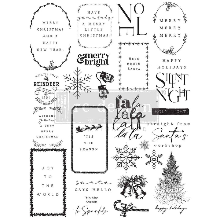 NEW! Redesign Clear Stamp Set - HERE COMES SANTA (20.32cm x 27.94cm) - Rustic Farmhouse Charm