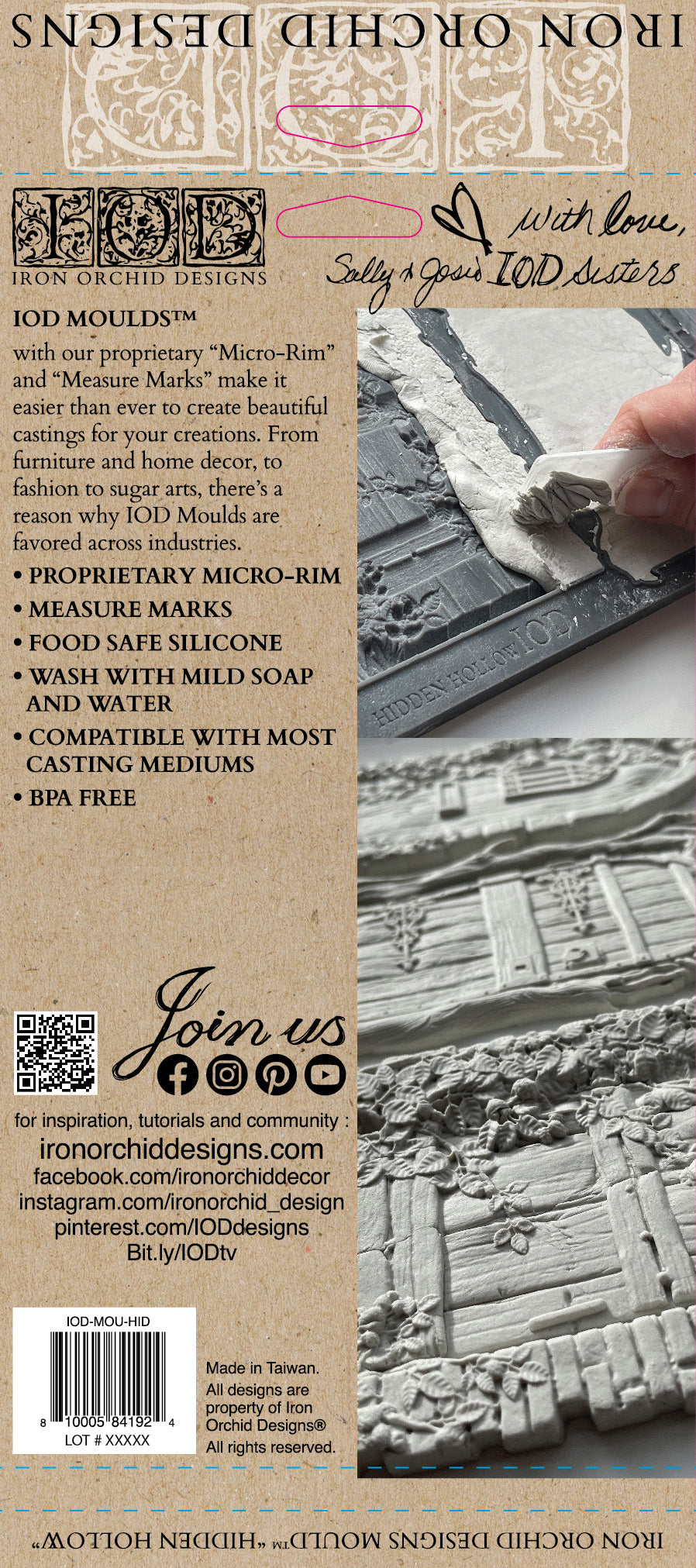 HIDDEN HOLLOW Mould by IOD (6"x10", 15.24cm x 25.4cm) - Rustic Farmhouse Charm
