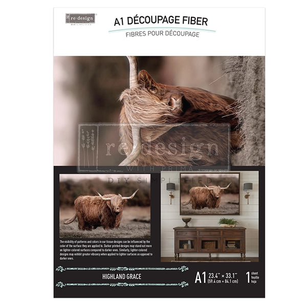 Redesign A1 Decoupage Fibre Paper - HIGHLAND GRACE (59.44cm x 84.07cm) - Rustic Farmhouse Charm