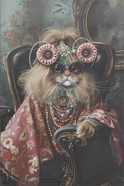 Decoupage Tissue Paper - Hippie Fashionable Cat (50.8cm x 76.2cm) - Rustic Farmhouse Charm