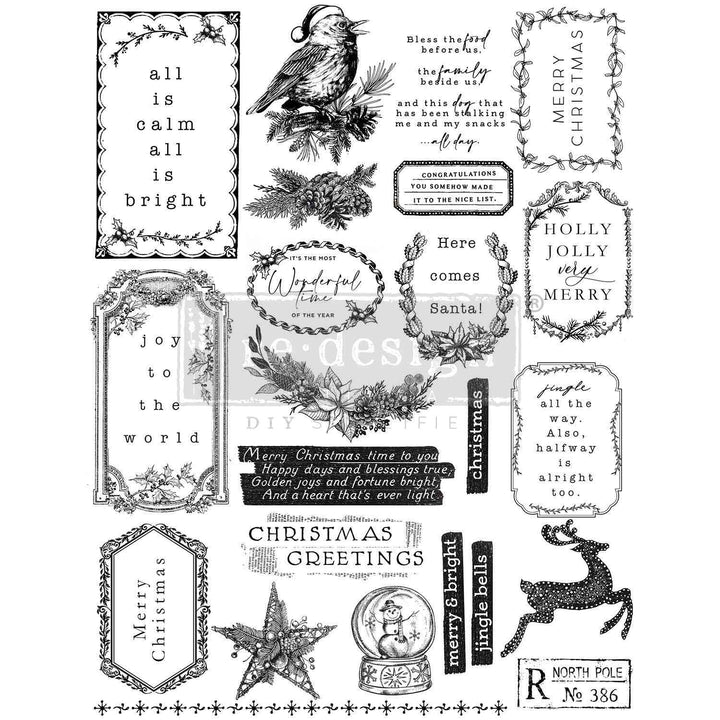 NEW! Redesign Clear Stamp Set - HOLLY JOLLY (20.32cm x 27.94cm) - Rustic Farmhouse Charm