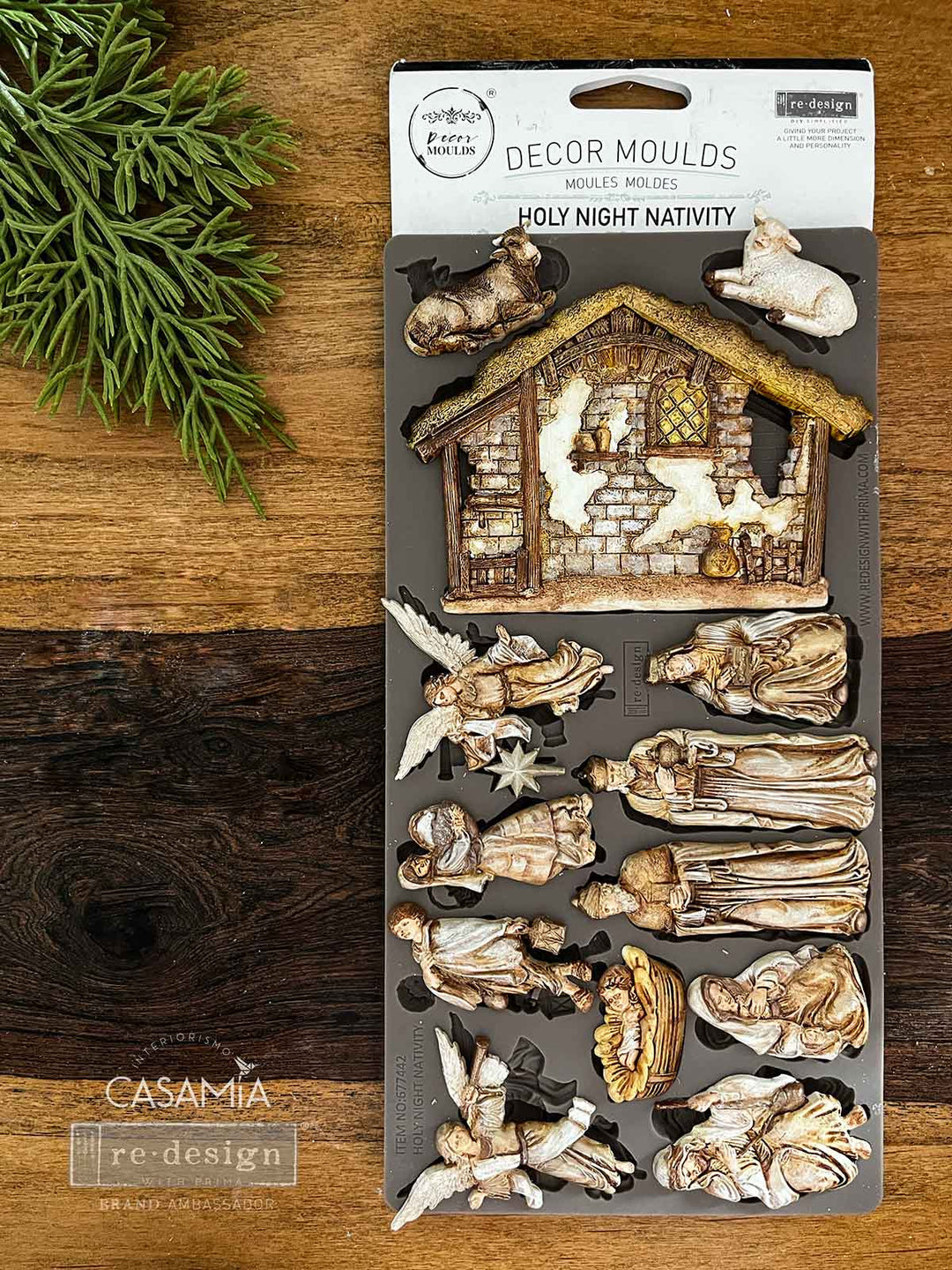 NEW! Redesign Mould - HOLY NIGHT NATIVITY (5" x 10") - Rustic Farmhouse Charm