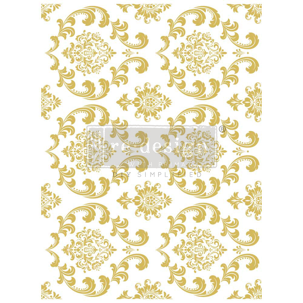 NEW! Redesign Kacha Gold Foil Transfer - HOUSE OF DAMASK (45.72cm x 60.96cm) - Rustic Farmhouse Charm