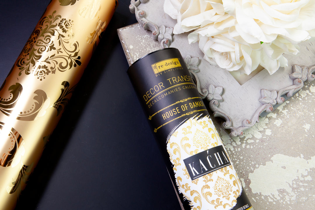 NEW! Redesign Kacha Gold Foil Transfer - HOUSE OF DAMASK (45.72cm x 60.96cm) - Rustic Farmhouse Charm