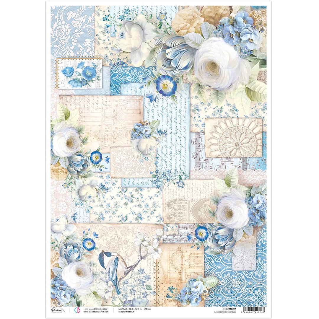 Ciao Bella Rice Paper Decoupage - IL GIARDINO DI LUCREZIA (A3) - Rustic Farmhouse Charm