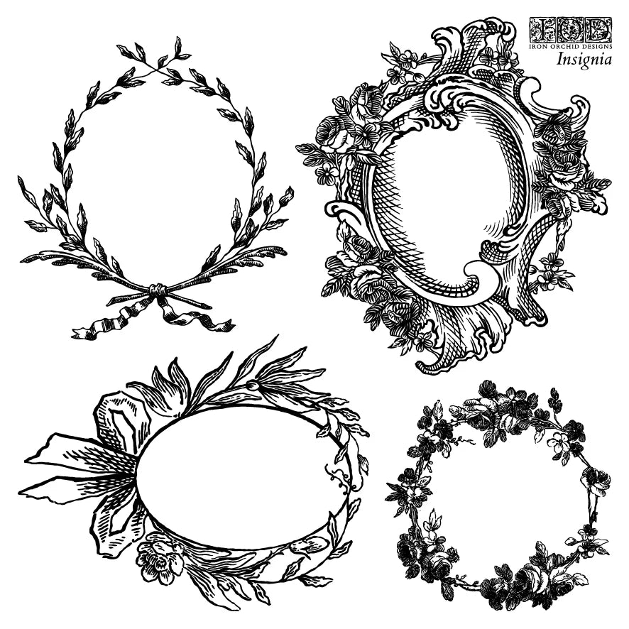 NEW! IOD Stamp Box Set - INSIGNIA (4x 6"x6", 15.24cm x 15.24cm) - Rustic Farmhouse Charm