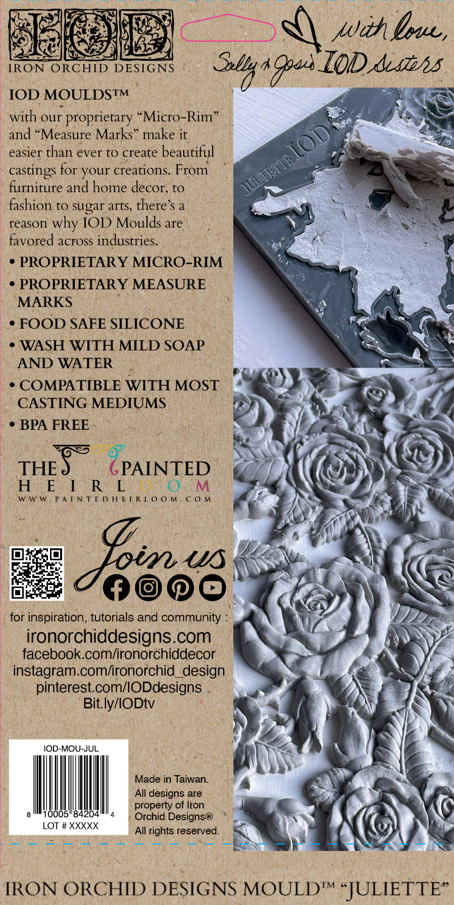 JULIETTE Mould by IOD (6"x10", 15.24cm x 25.4cm) - Rustic Farmhouse Charm