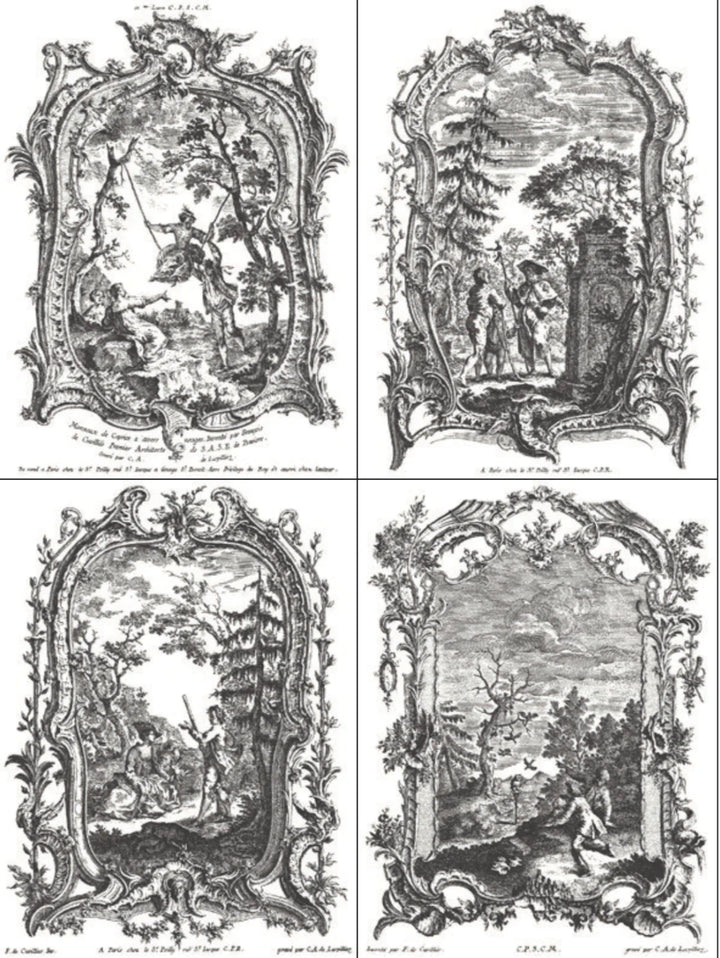 LA CHASSE Paint Inlay by IOD (set of eight 12"x16" sheets) - Rustic Farmhouse Charm
