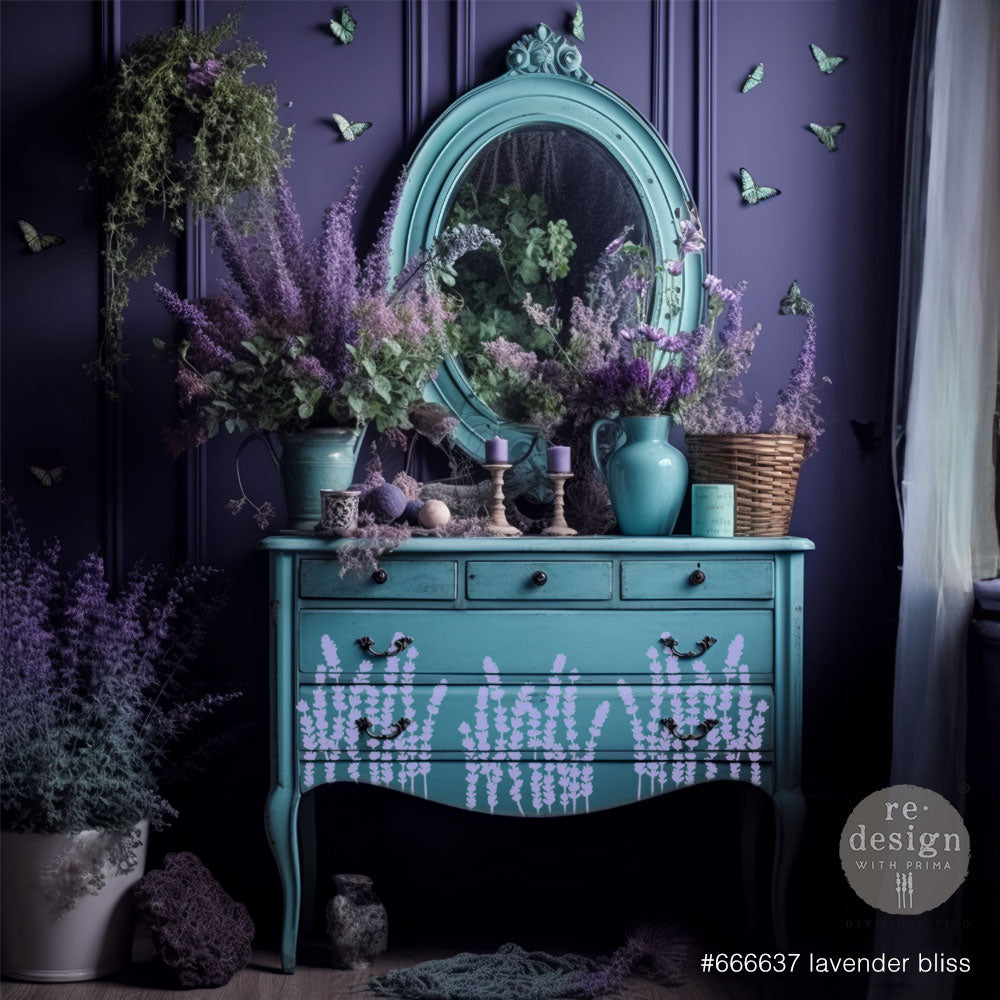 NEW! Redesign 3D Stencil - LAVENDER BLISS (22.86cm x 30.48cm) - Rustic Farmhouse Charm