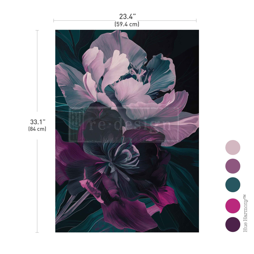 LIMITED! Redesign A1 Decoupage Fibre Paper - LAVISH BLOOM (59.44cm x 84.07cm) - Rustic Farmhouse Charm