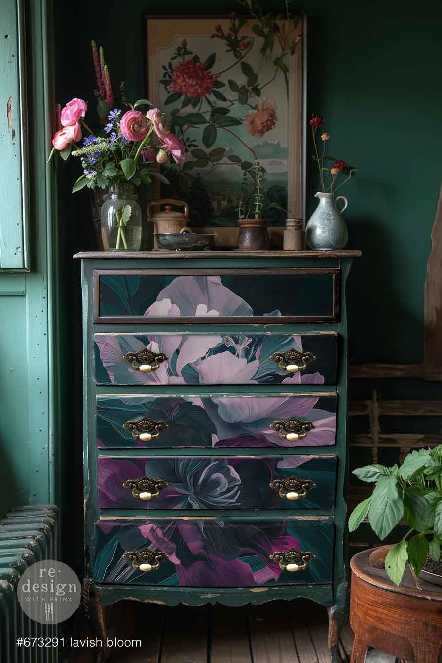 LIMITED! Redesign A1 Decoupage Fibre Paper - LAVISH BLOOM (59.44cm x 84.07cm) - Rustic Farmhouse Charm