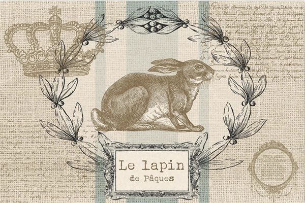 Decoupage Tissue Paper - Le Lapin de Paques Burlap Rabbit (50.8cm x 76.2cm) - Rustic Farmhouse Charm