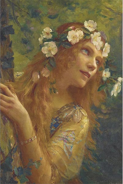 Decoupage Tissue Paper - Leilah Nymph Painting by Gaston Bussiere (50.8cm x 76.2cm) - Rustic Farmhouse Charm