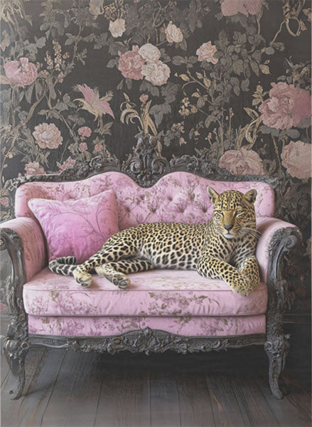 Decoupage Tissue Paper - Leopard on Velvet Settee (53.34cm x 73.66cm)
