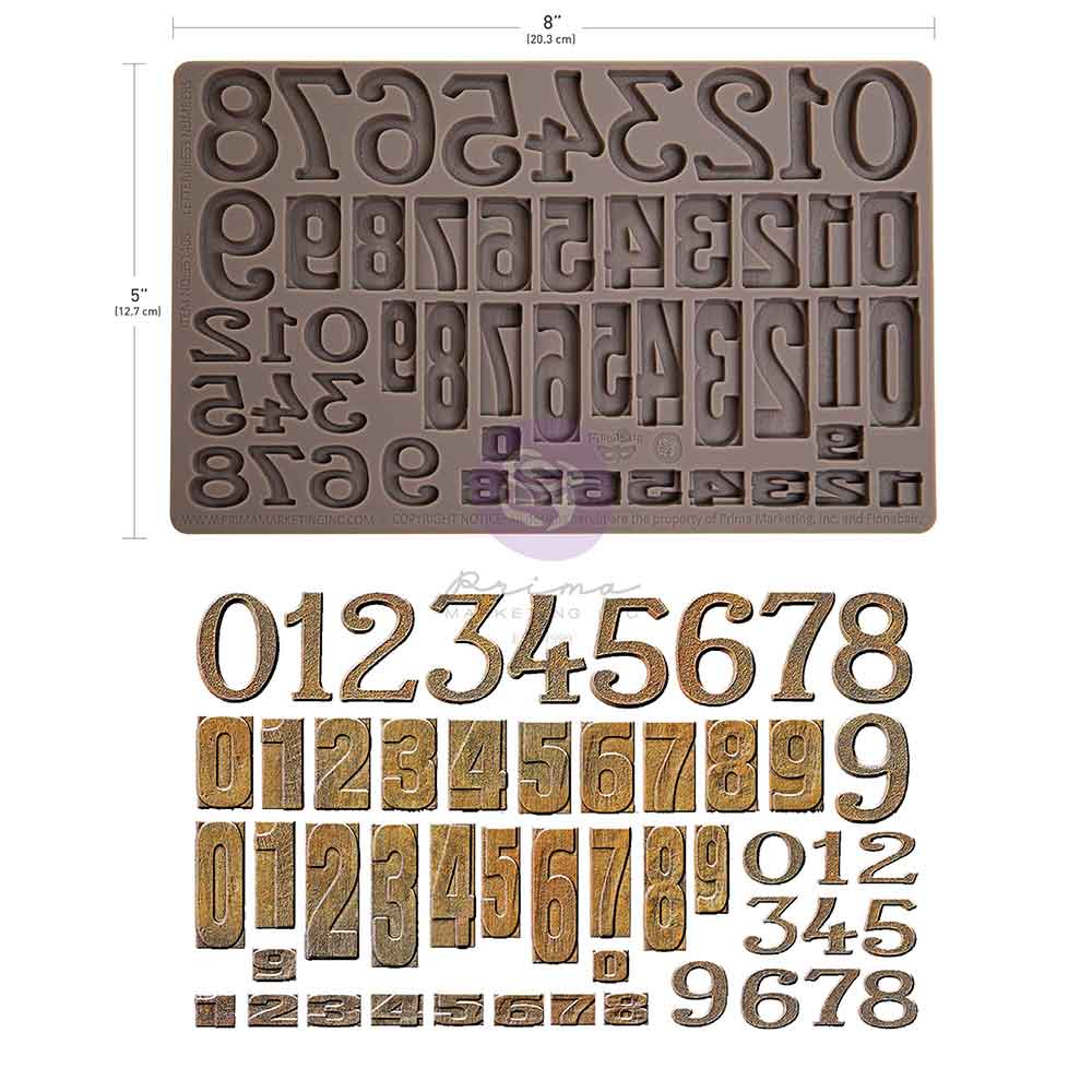 NEW! Finnabair Mould - LETTERPRESS NUMBERS (5" x 8") - Rustic Farmhouse Charm