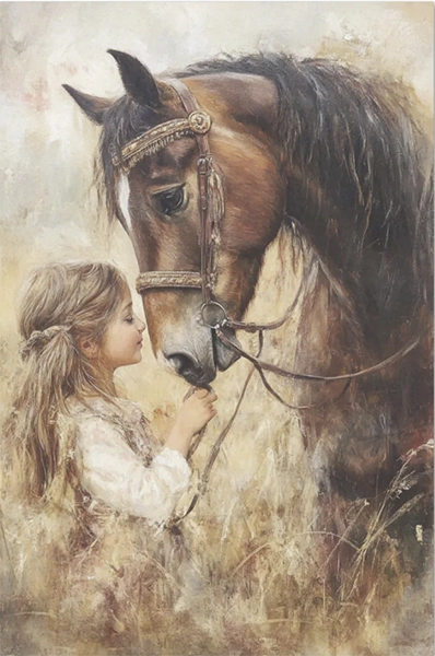 Decoupage Tissue Paper - Little Girl with Horse (50.8cm x 76.2cm) - Rustic Farmhouse Charm