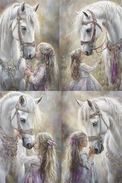Decoupage Tissue Paper - Little Girl with White Horse 4 Pix (50.8cm x 76.2cm) (Copy) - Rustic Farmhouse Charm