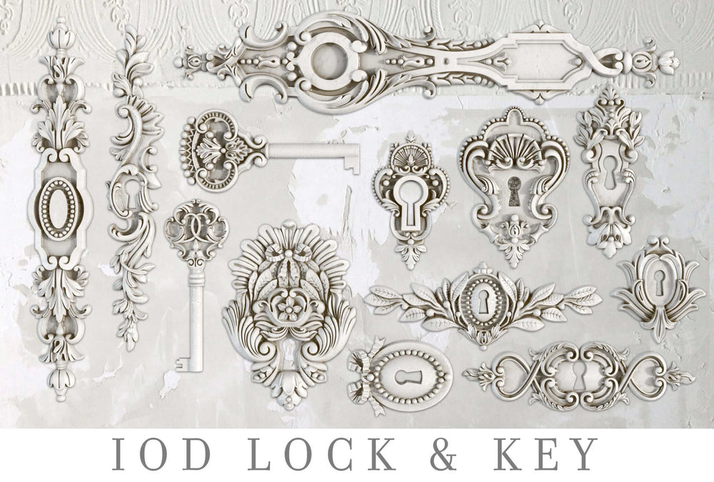 LOCK & KEY Mould by IOD (6"x10", 15.24cm x 25.4cm) - Rustic Farmhouse Charm