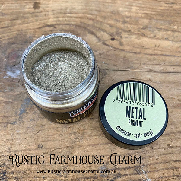 NEW! CHAMPAGNE Metal Pigment Powder by Pentart 8g - Rustic Farmhouse Charm