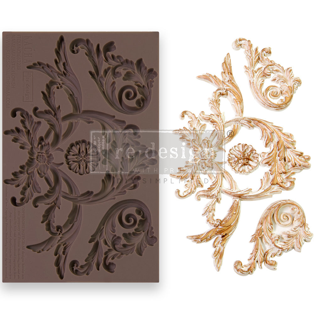 Redesign Mould - MAJESTIC FLOURISH by Kacha - Rustic Farmhouse Charm