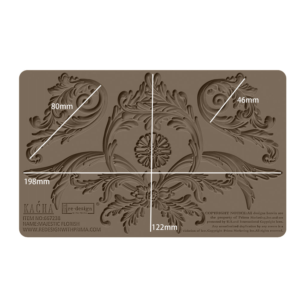 Redesign Mould - MAJESTIC FLOURISH by Kacha - Rustic Farmhouse Charm